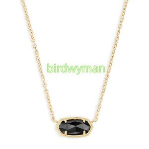 Elisa Gold Pendant Necklace in Black Opaque Glass
